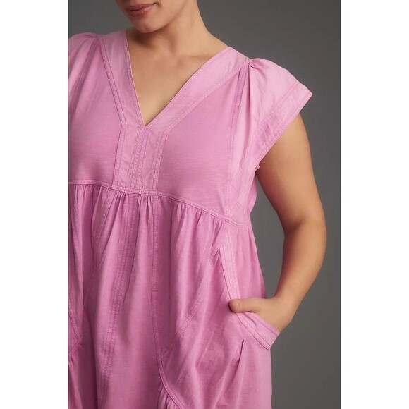 Daily Practice by Anthropologie Short-Sleeve Mini Dress Cotton Solid XS-P 271428 - Picture 5 of 11